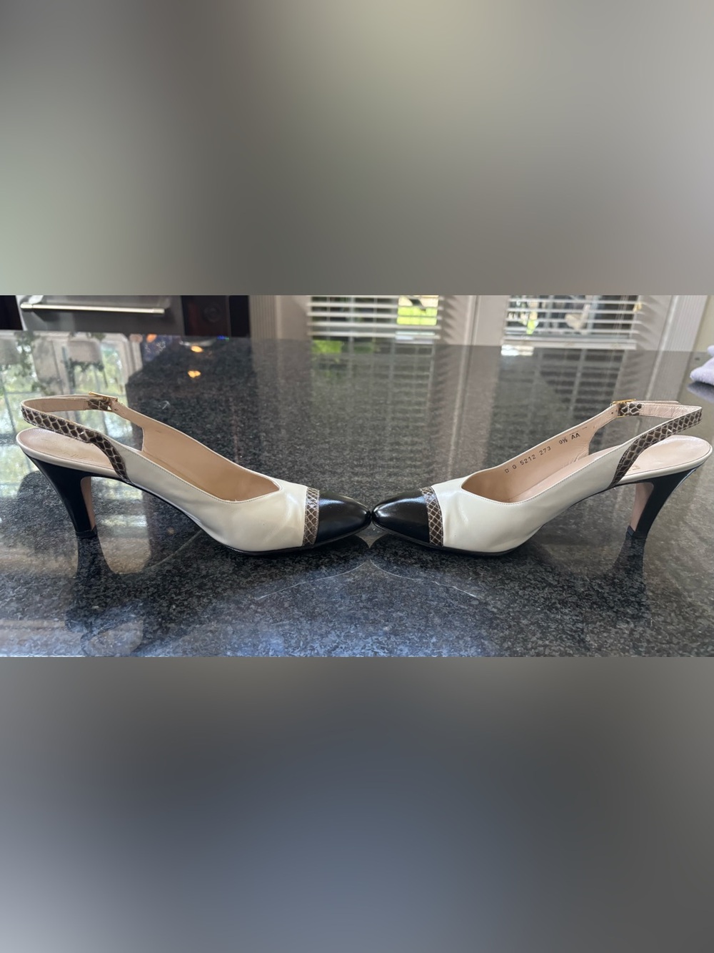 Ferragamo Two-Tone Slingback Pumps - Black & Ivory
